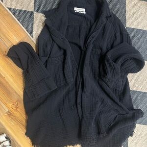 Urban Outfitters Black Gauze Button-Up Shirt